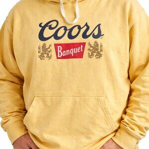 Coors Banquet Hoodie Men’s 3XL Yellow Pullover Sweatshirt Big & Tall
